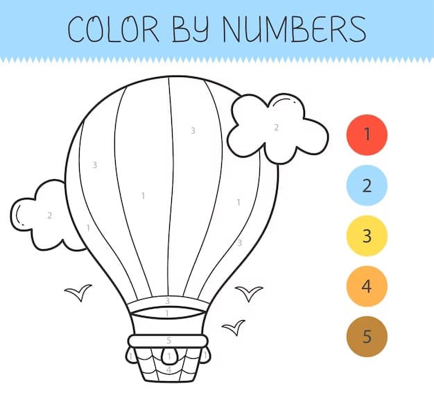 Basic Hot Air Balloon Color By Number