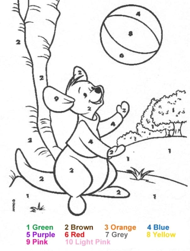 Cartoon Kangaroo Color by Number