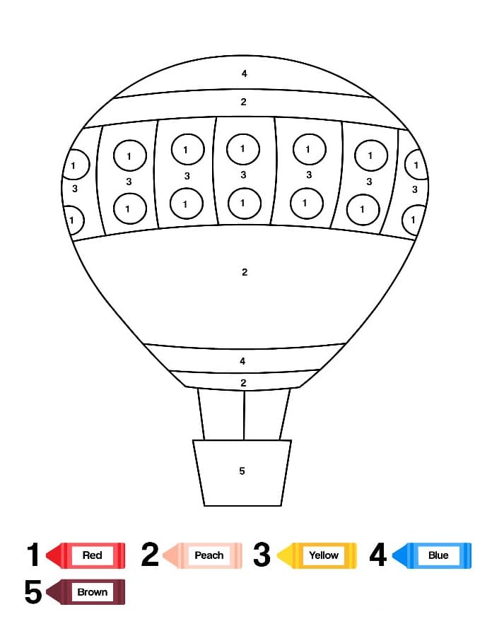 Cool Hot Air Balloon Color By Number