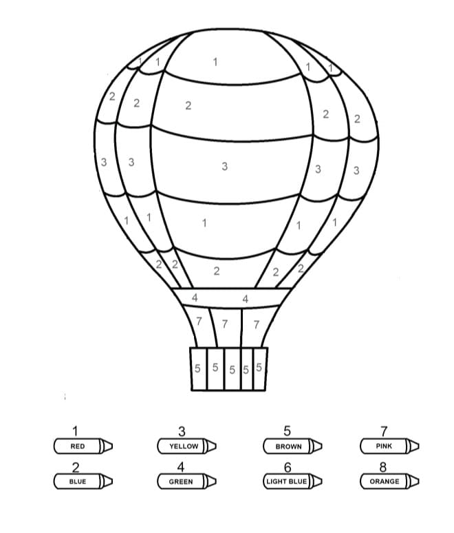 Easy Hot Air Balloon Color By Number