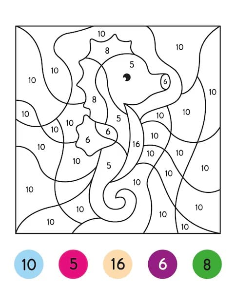 Easy Seahorse Color By Number