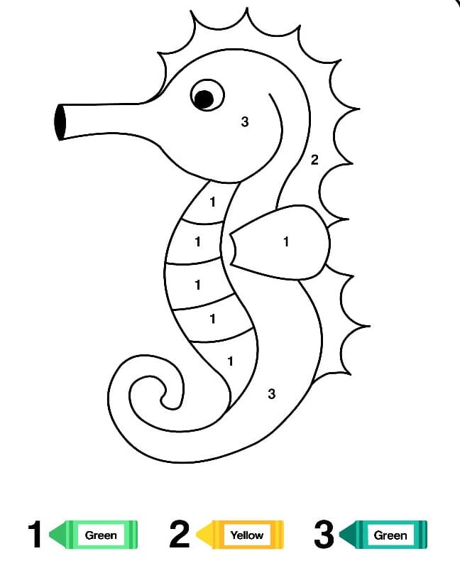 Free Seahorse Color By Number