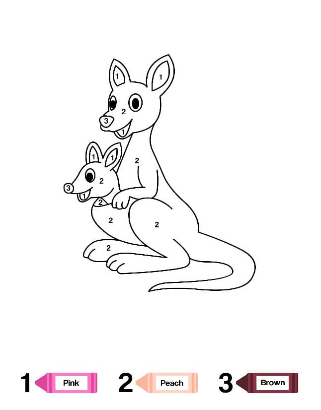 Happy Kangaroo Color by Number
