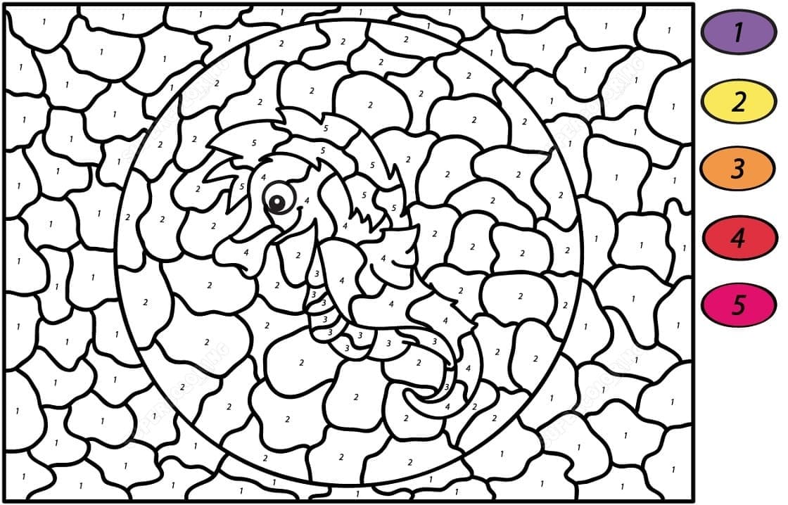 Happy Seahorse Color By Number