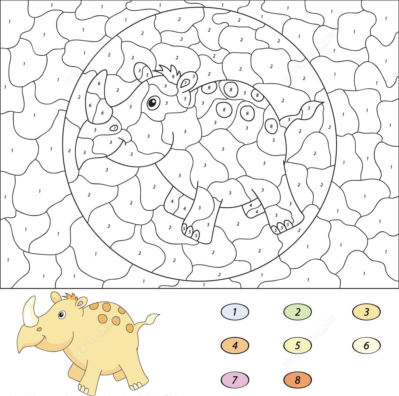 Little Rhino Color By Number