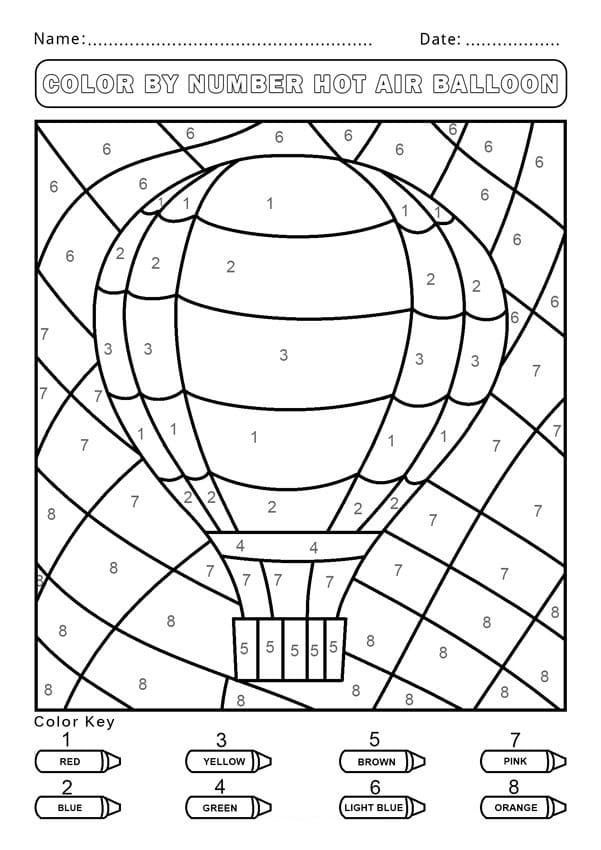 Hot Air Balloon  Color By Number