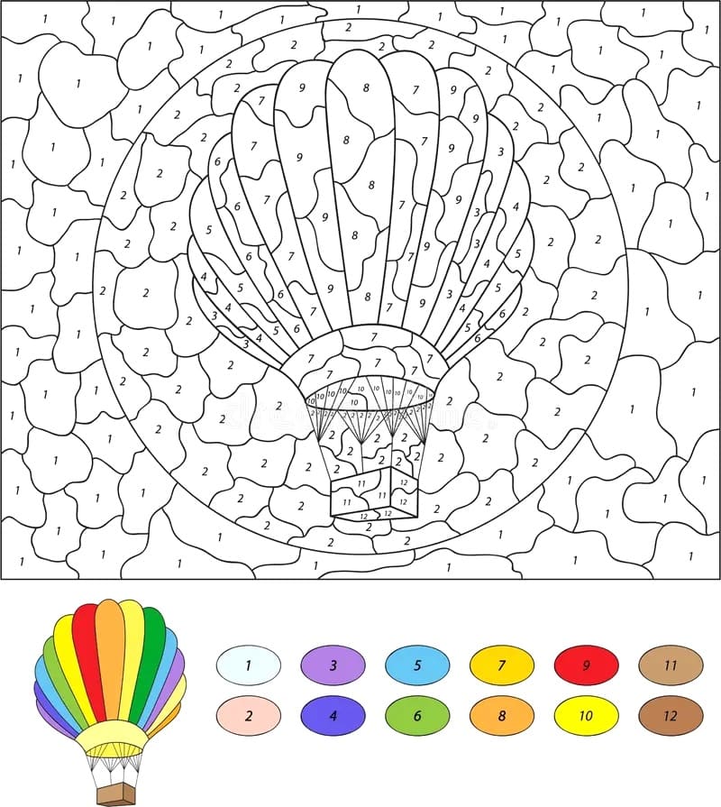 Printable Hot Air Balloon Color By Number