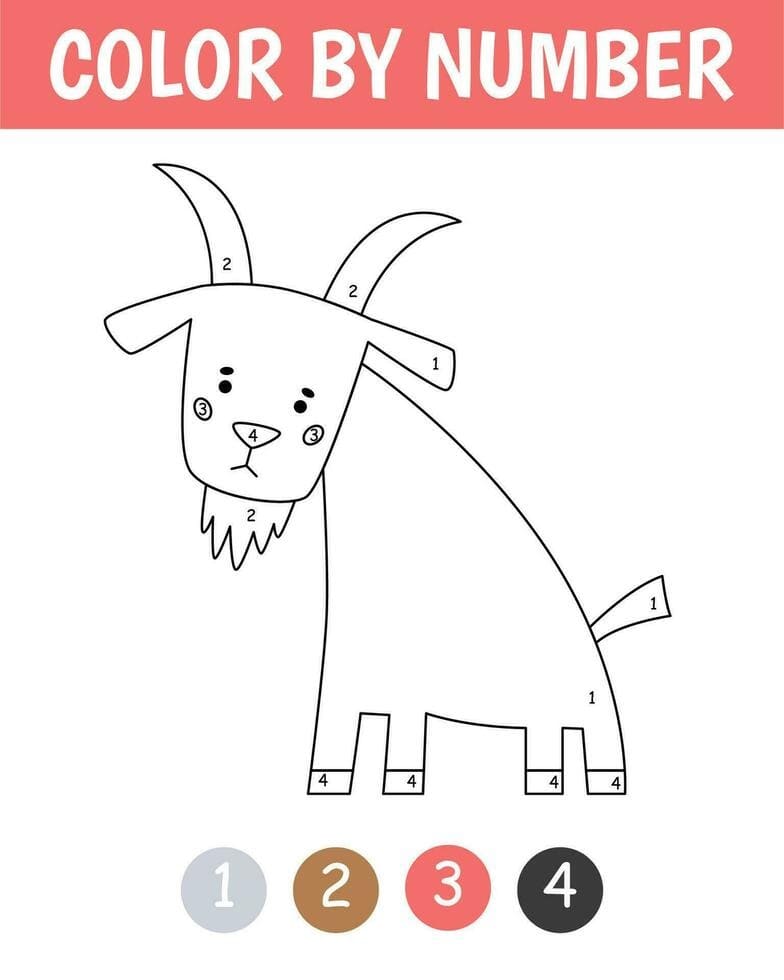Simple Goat Color By Number