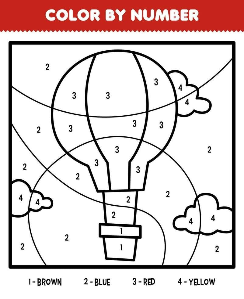 Simple Hot Air Balloon Color By Number