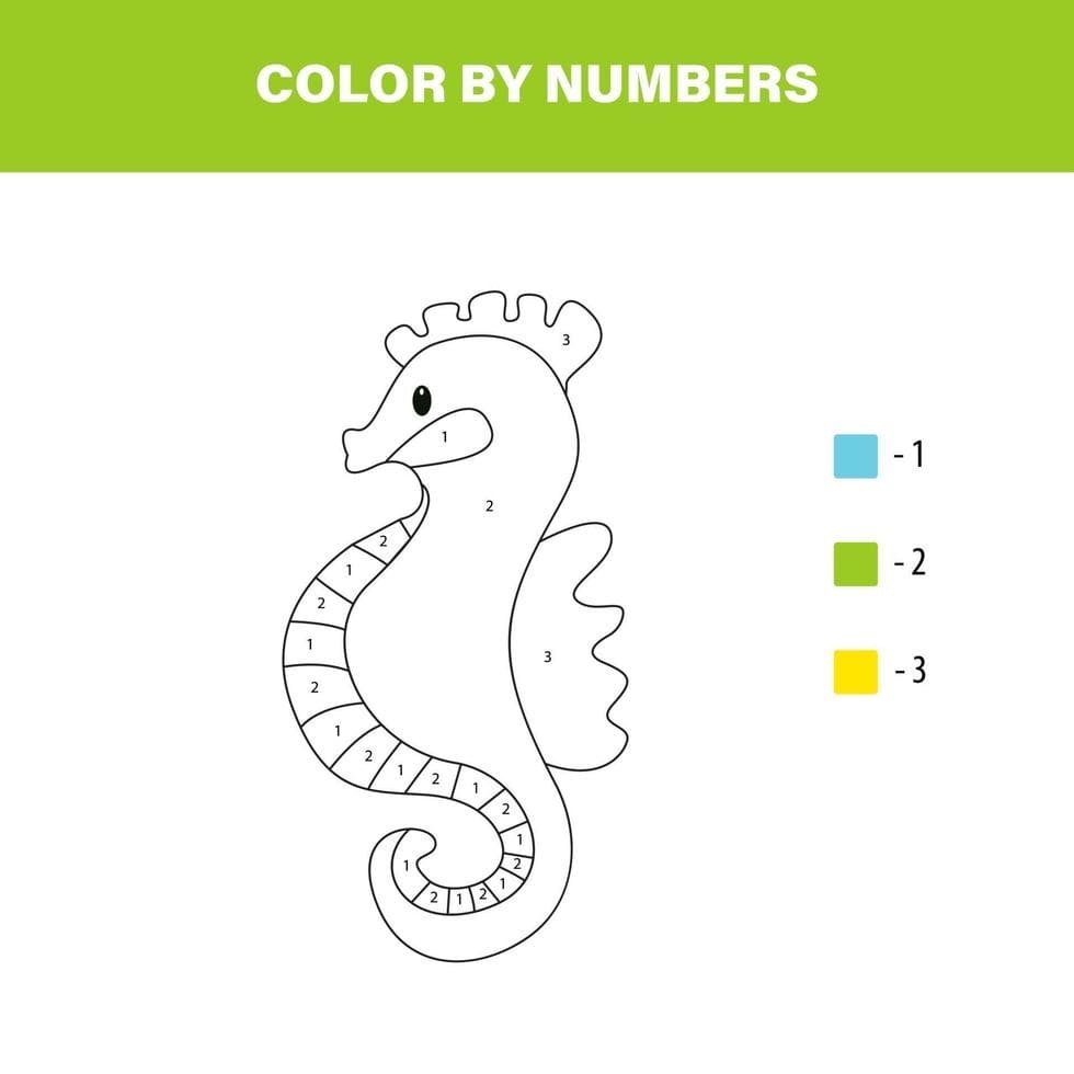 Simple Seahorse Color By Number