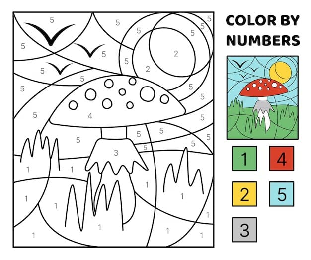 A Mushroom Color By Number