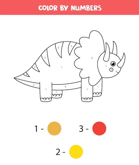 Adorable Triceratops Color By Number Addition