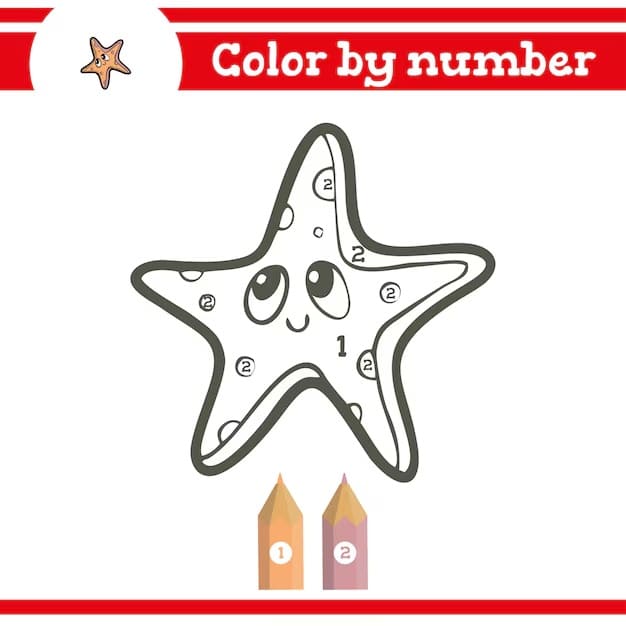 Cartoon Starfish Color By Number