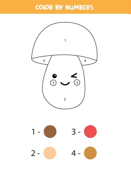 Cute Mushroom Color By Number