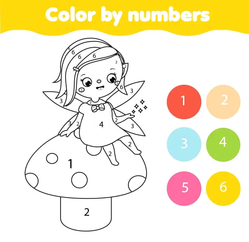 Fairy on Mushroom Color By Number