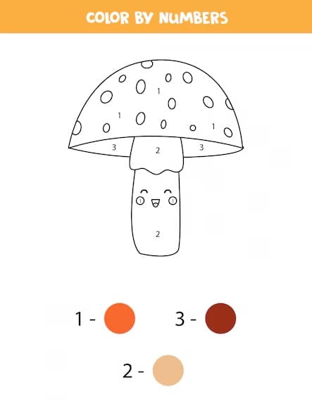 Happy Mushroom Color By Number