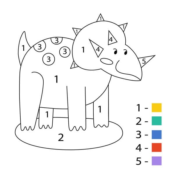 Simple Triceratops Color By Number Addition