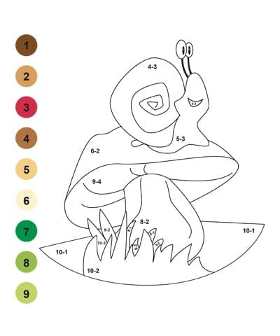 Snail on Mushroom Color By Number