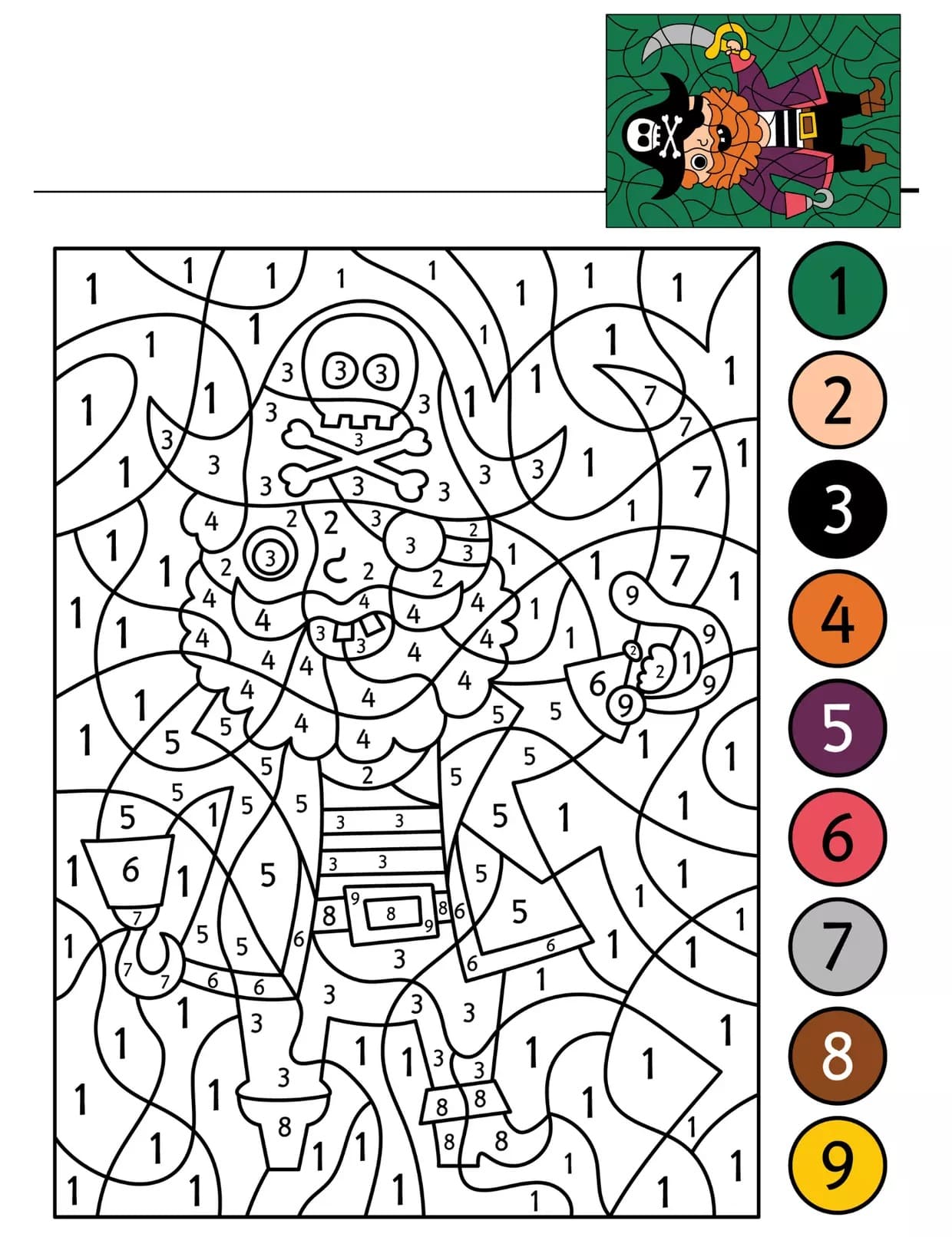 Pirate Color By Number
