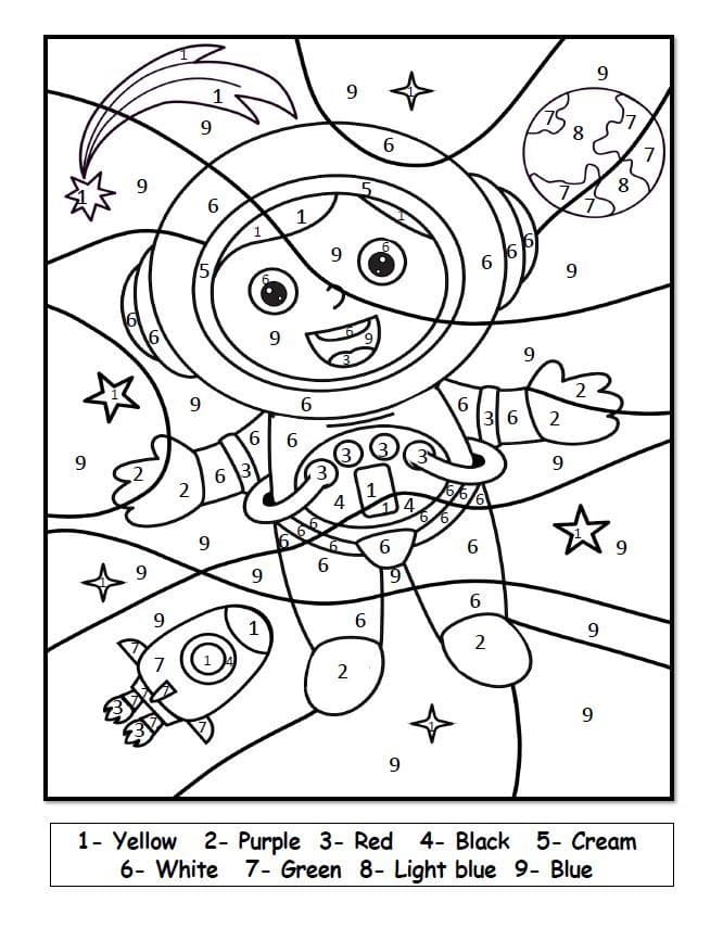 Cute Astronaut Color By Number