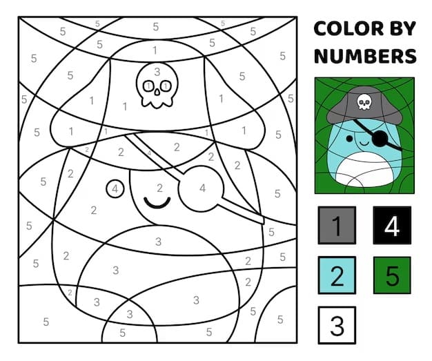 Cute Pirate Color By Number