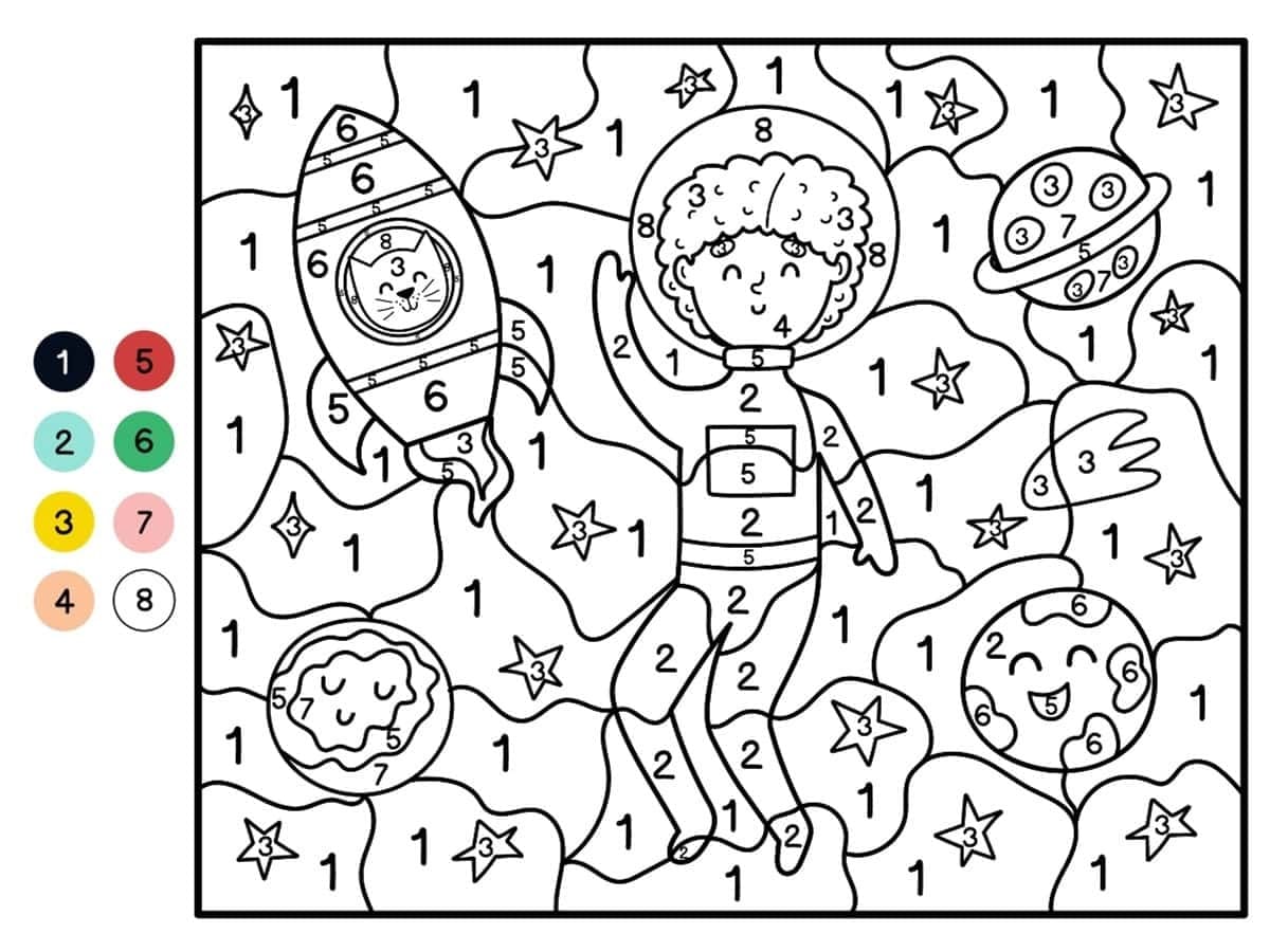 Happy Astronaut Color By Number