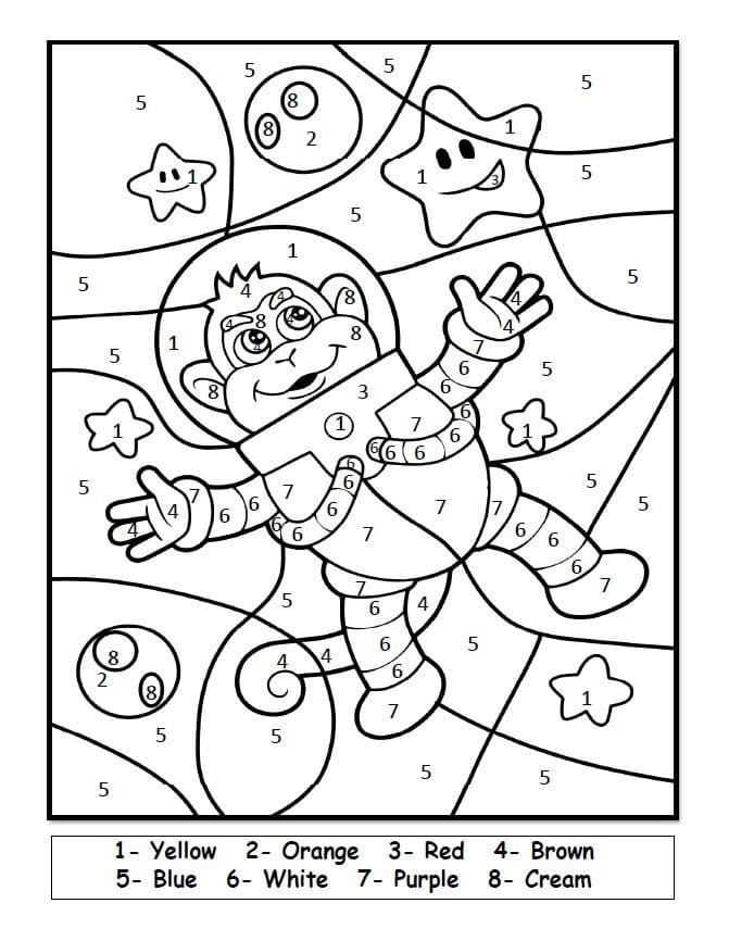 Monkey Astronaut Color By Number