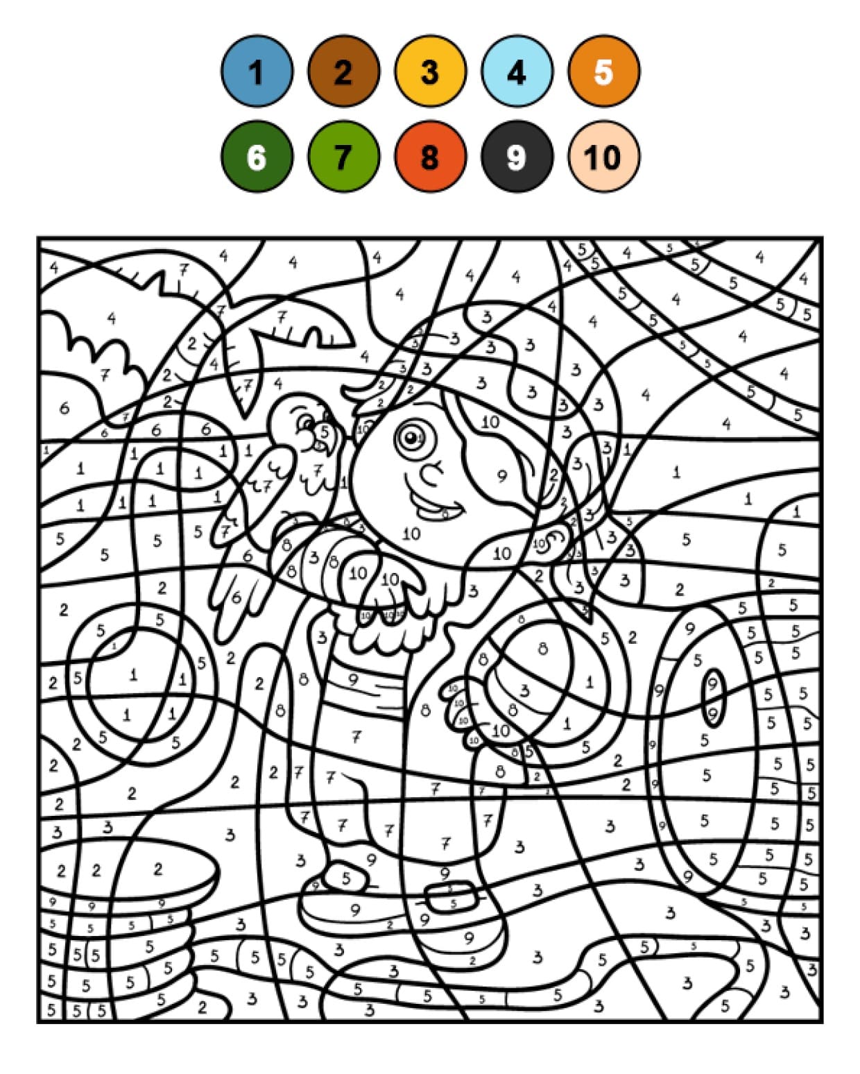 Pirate Boy Color By Number