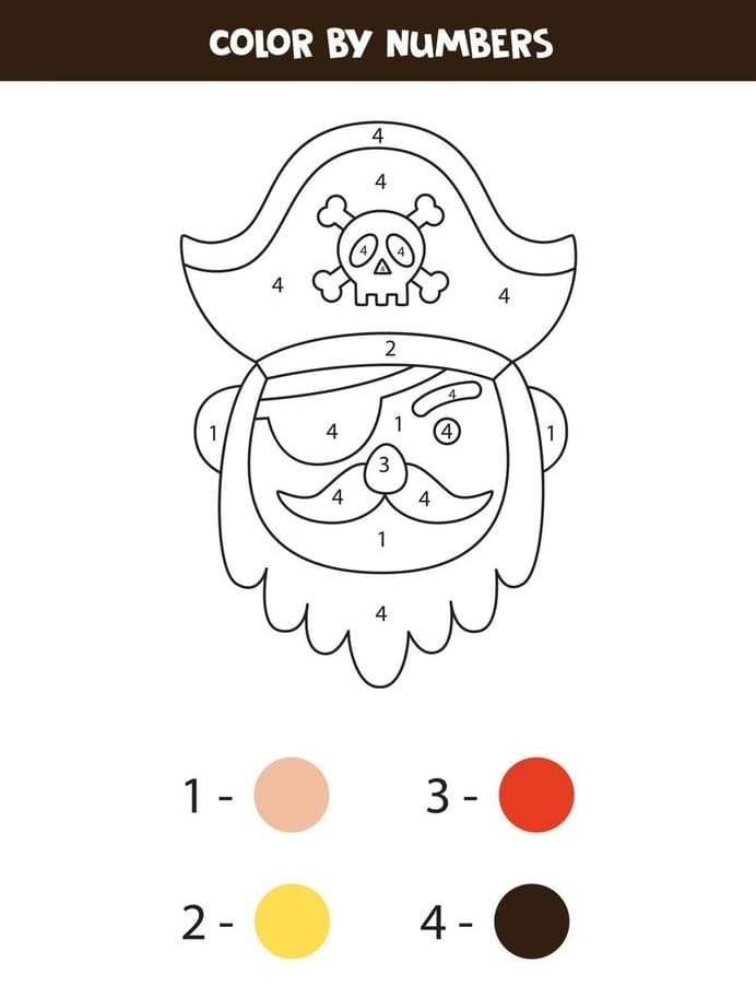Pirate Head Color By Number