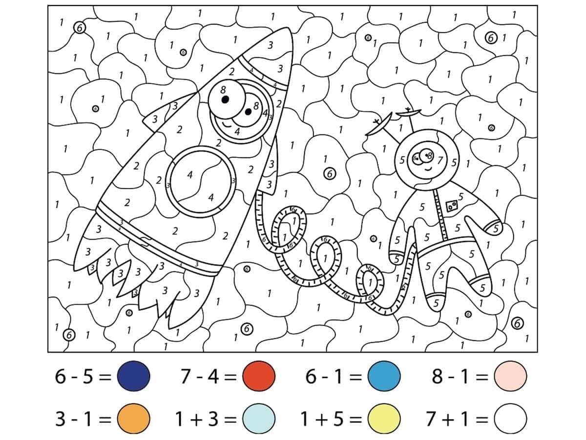 Rocket and Astronaut Color By Number