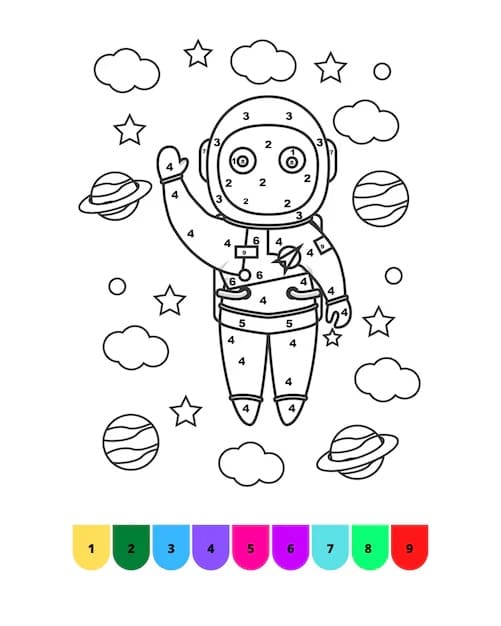 Space Astronaut Color By Number