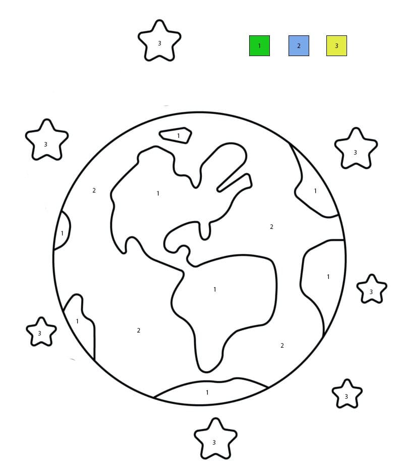 Earth And Star Color By Number
