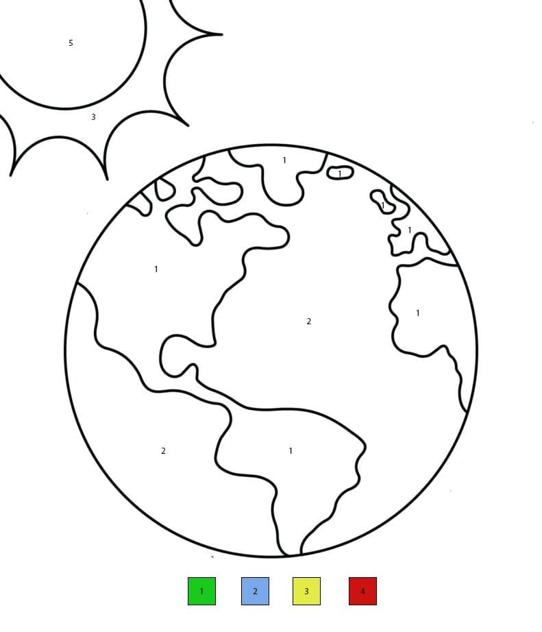 Earth And Sun Color By Number