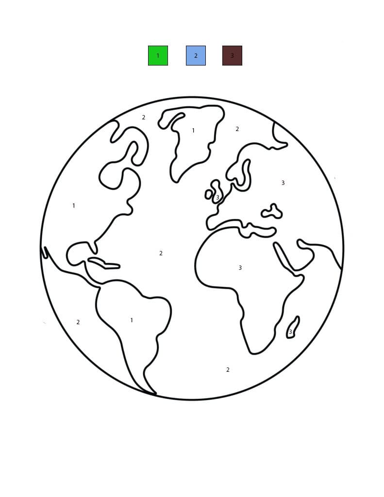 Earth Free Print Color By Number