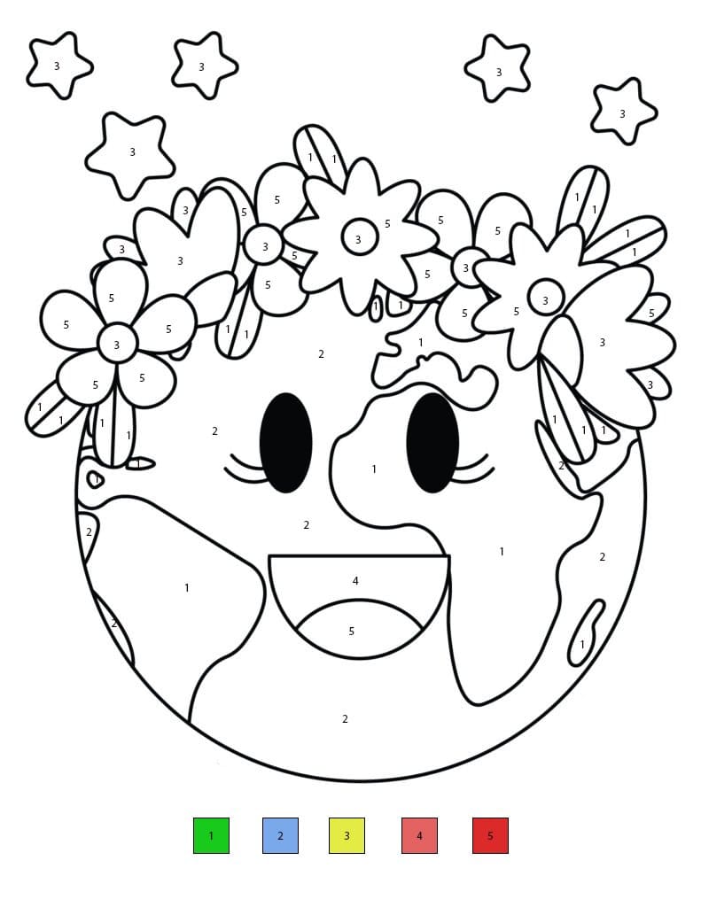 Earth Happy Color By Number