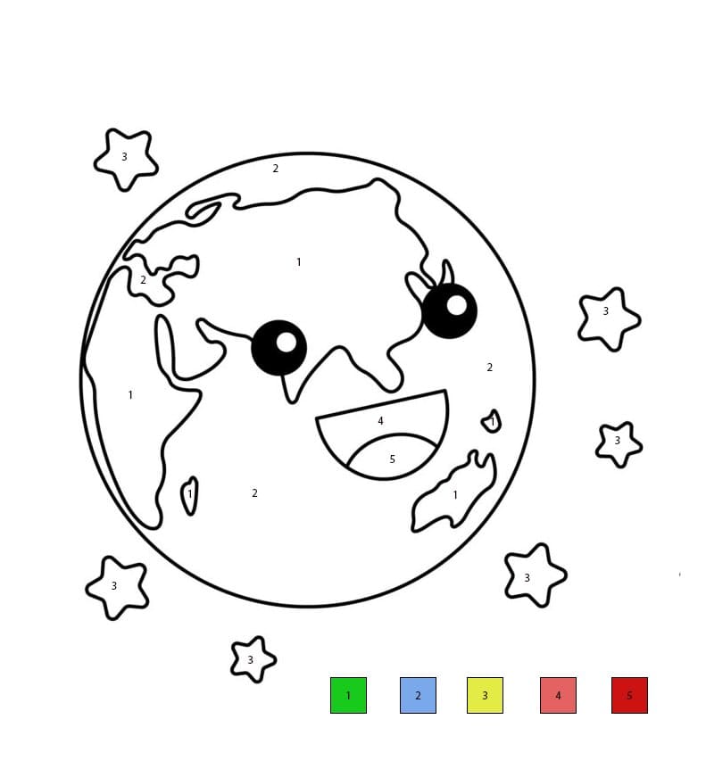 Earth Printable Color By Number