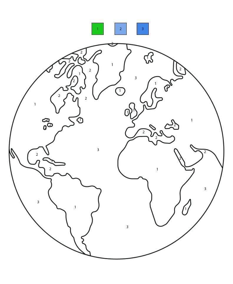 Earth Simple Color By Number