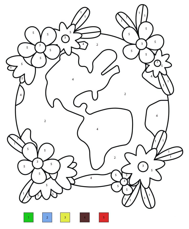 Easy Earth Color By Number