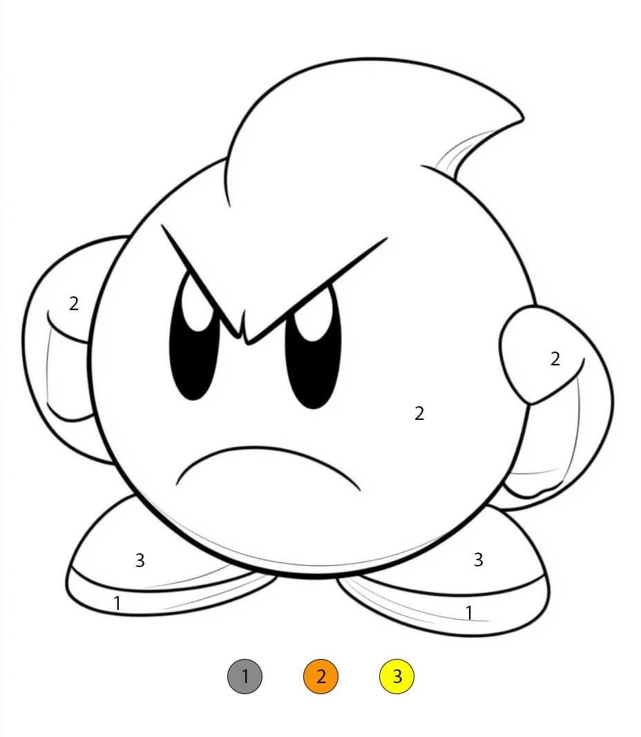 Kirby Angry Color By Number