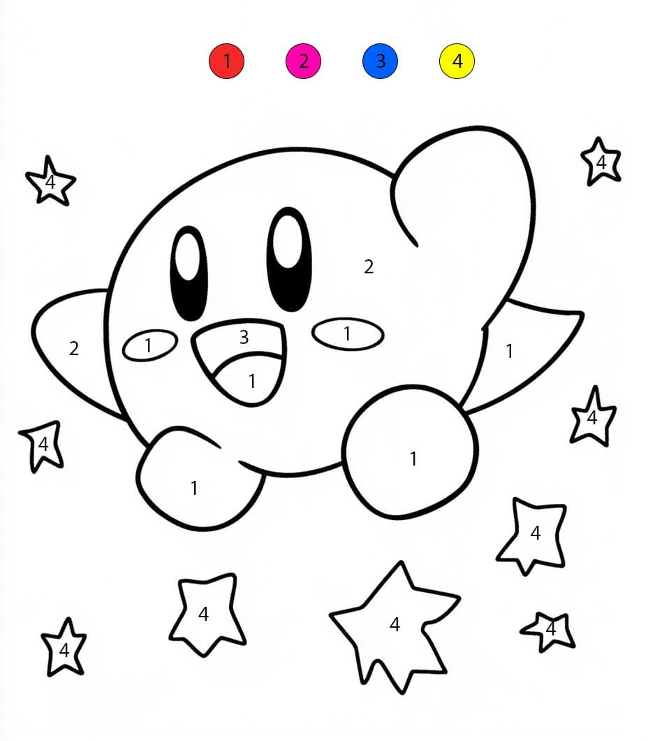 Kirby Flying Color By Number