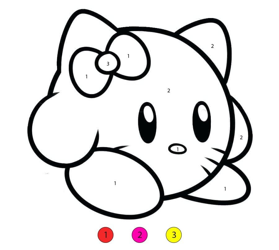 Kirby Hello Kitty Color By Number