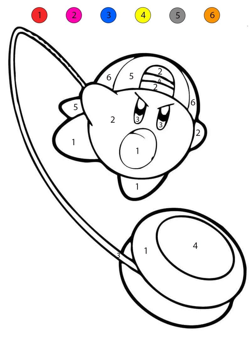 Kirby Playing Yo-yo Color By Number
