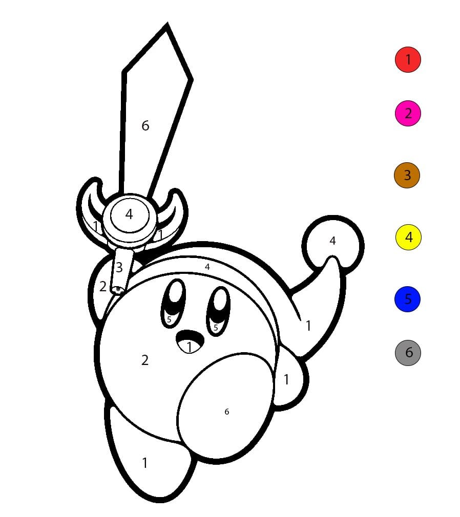 Kirby With Sword Color By Number