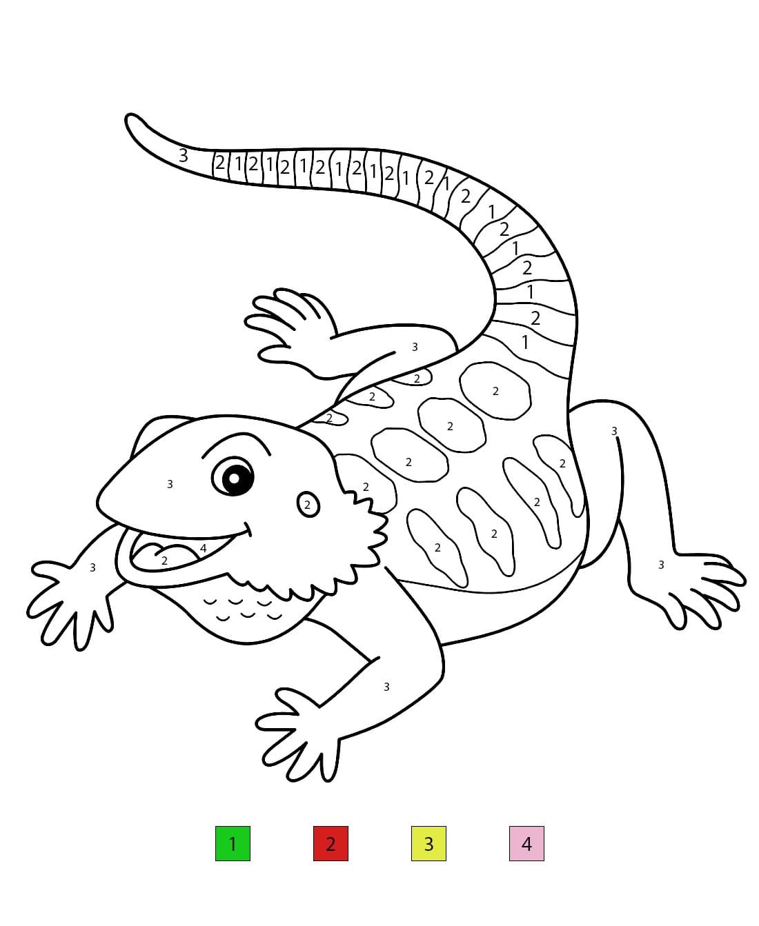 Lizard Printable Freee Color By Number