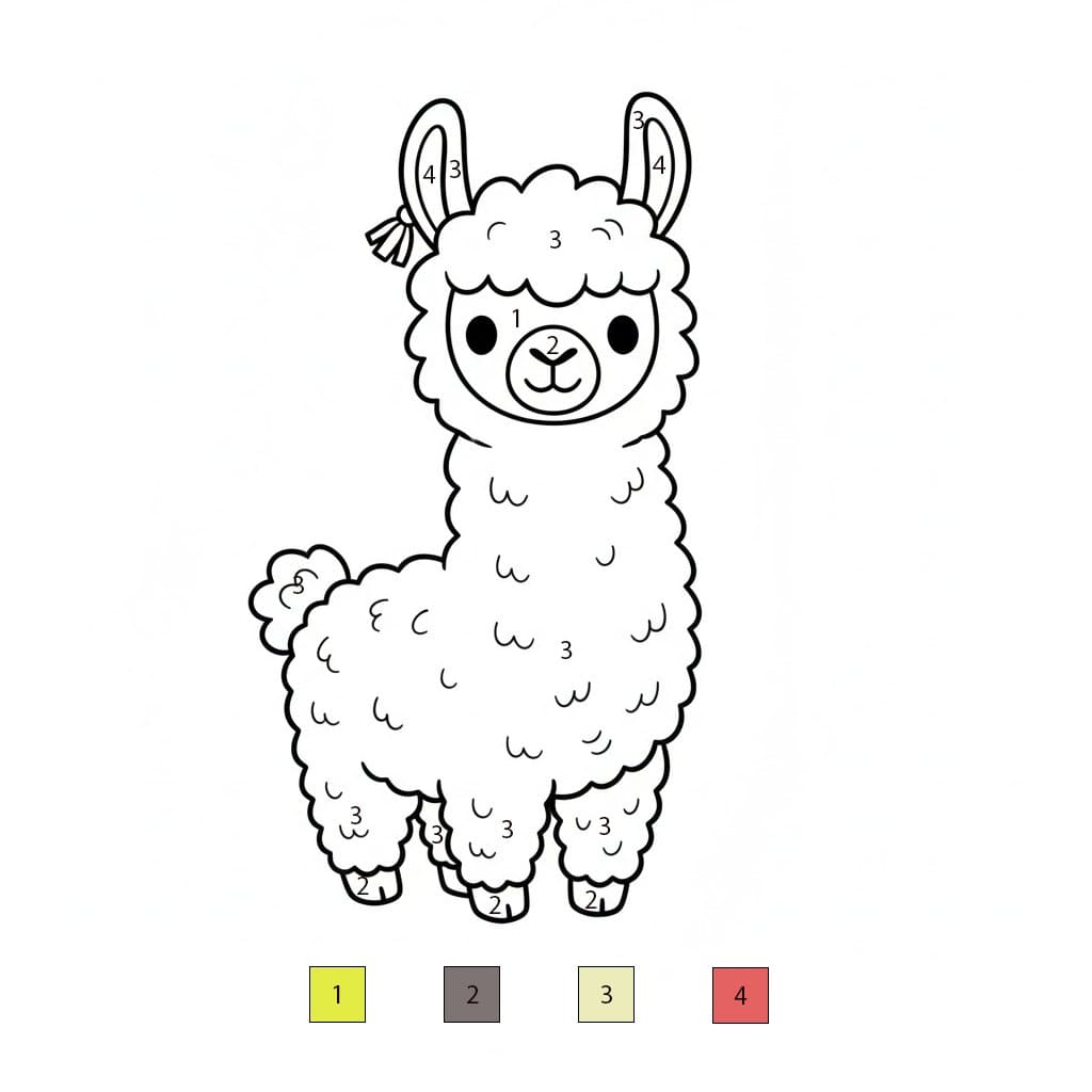 Llama Free Printable Color By Number