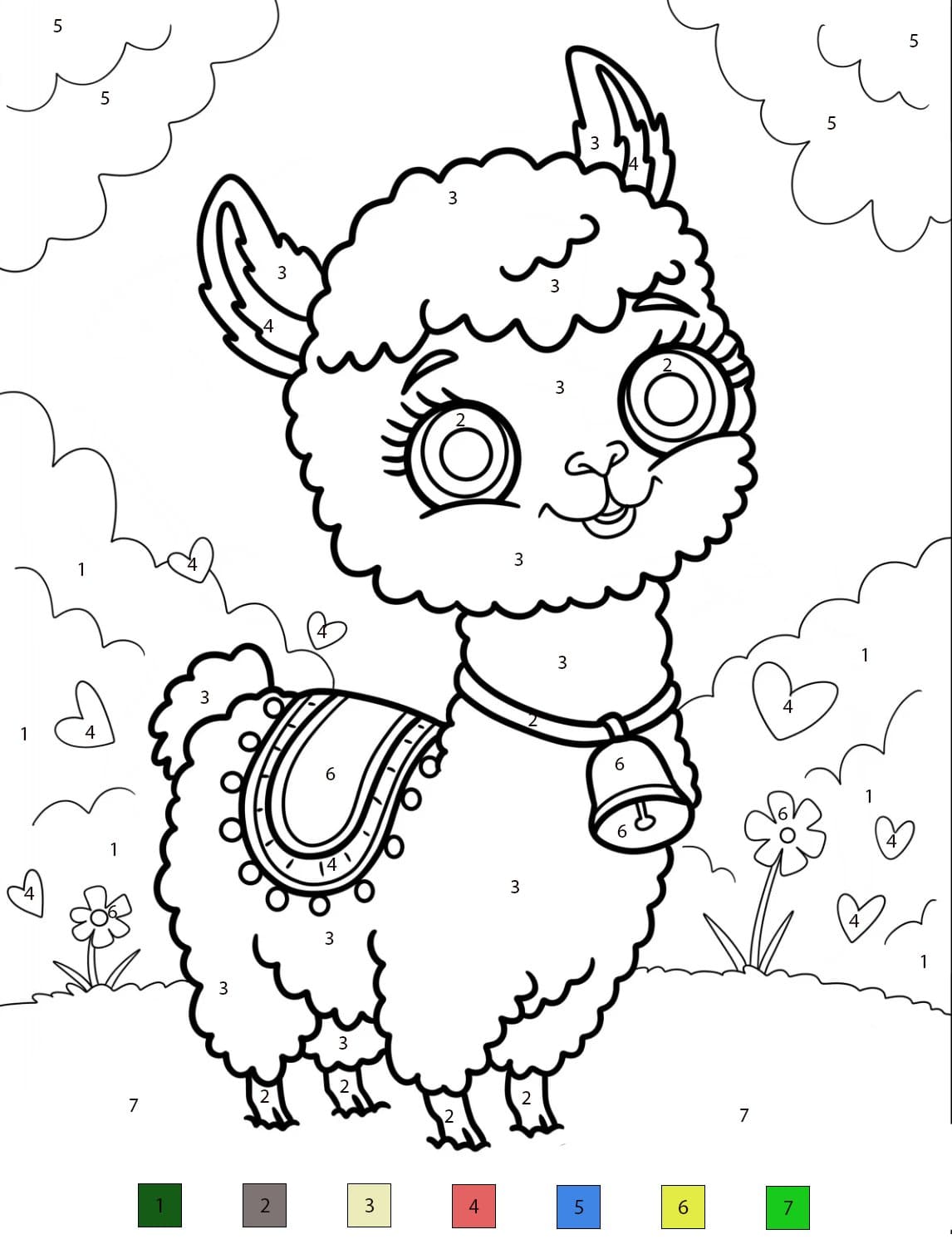 Llama Printable Color By Number