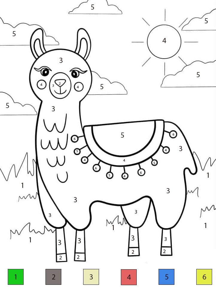 Llama Simple Color By Number