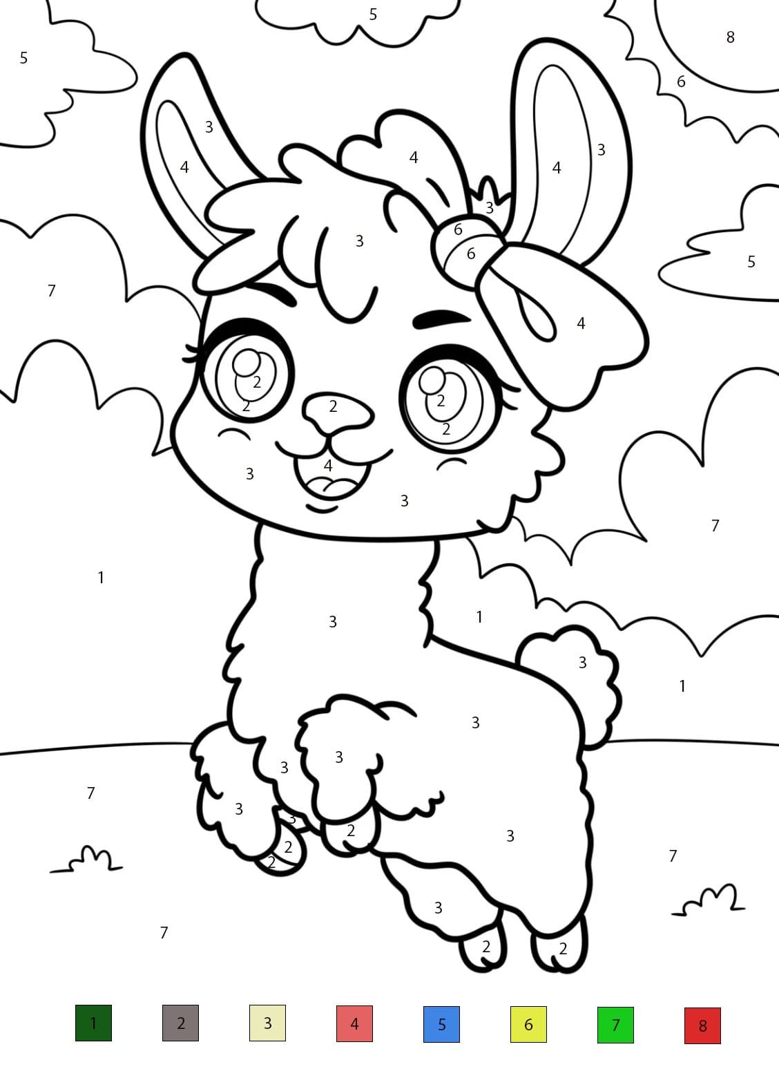 Llama Very Cute Color By Number