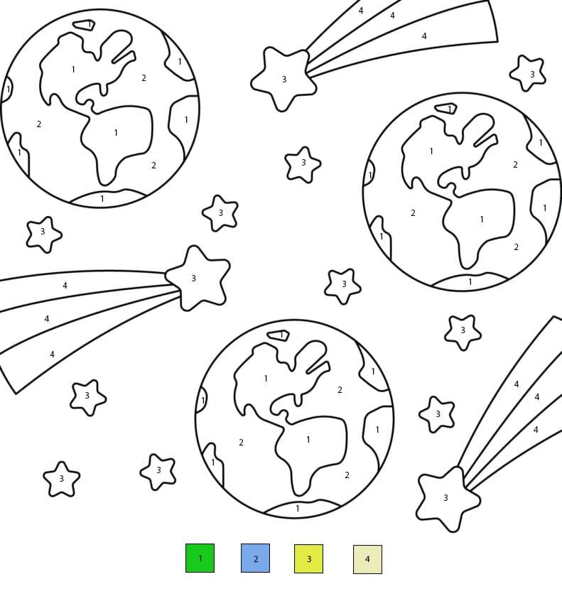 Three Earth Color By Number
