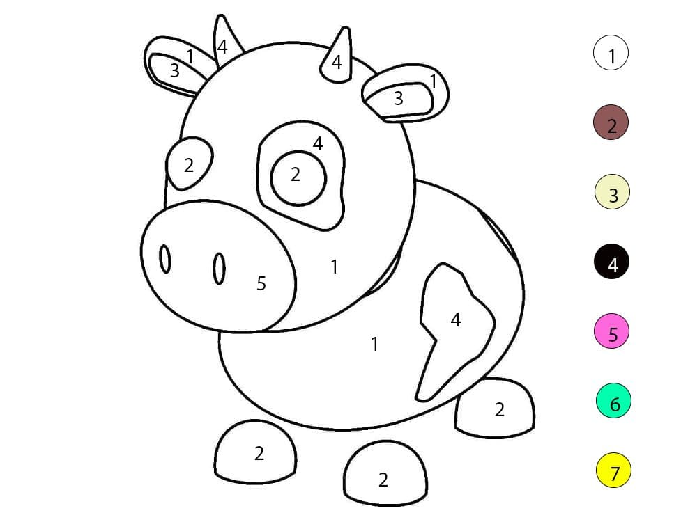 Adopt Me Cow Color By Number